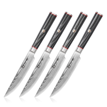 Load image into Gallery viewer, YARI Series 4-Piece Fine Edge Steak Knife Set with Ash Wood Box