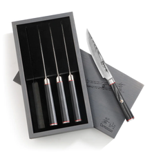 Load image into Gallery viewer, YARI Series 4-Piece Fine Edge Steak Knife Set with Ash Wood Box
