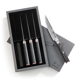 YARI Series 4-Piece Fine Edge Steak Knife Set with Ash Wood Box